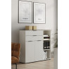 Armoire de bureau moderne hauteur 120 cm gris/noyer Louana I