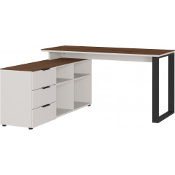 Achat Dmora Arroyodela Desk, Bureau d'angle avec tiroirs et compartiments  ouverts, Table d'étude ou de bureau pour PC, porte-livre, Cm 140x150h74,  Blanc Brillant et Ciment en gros