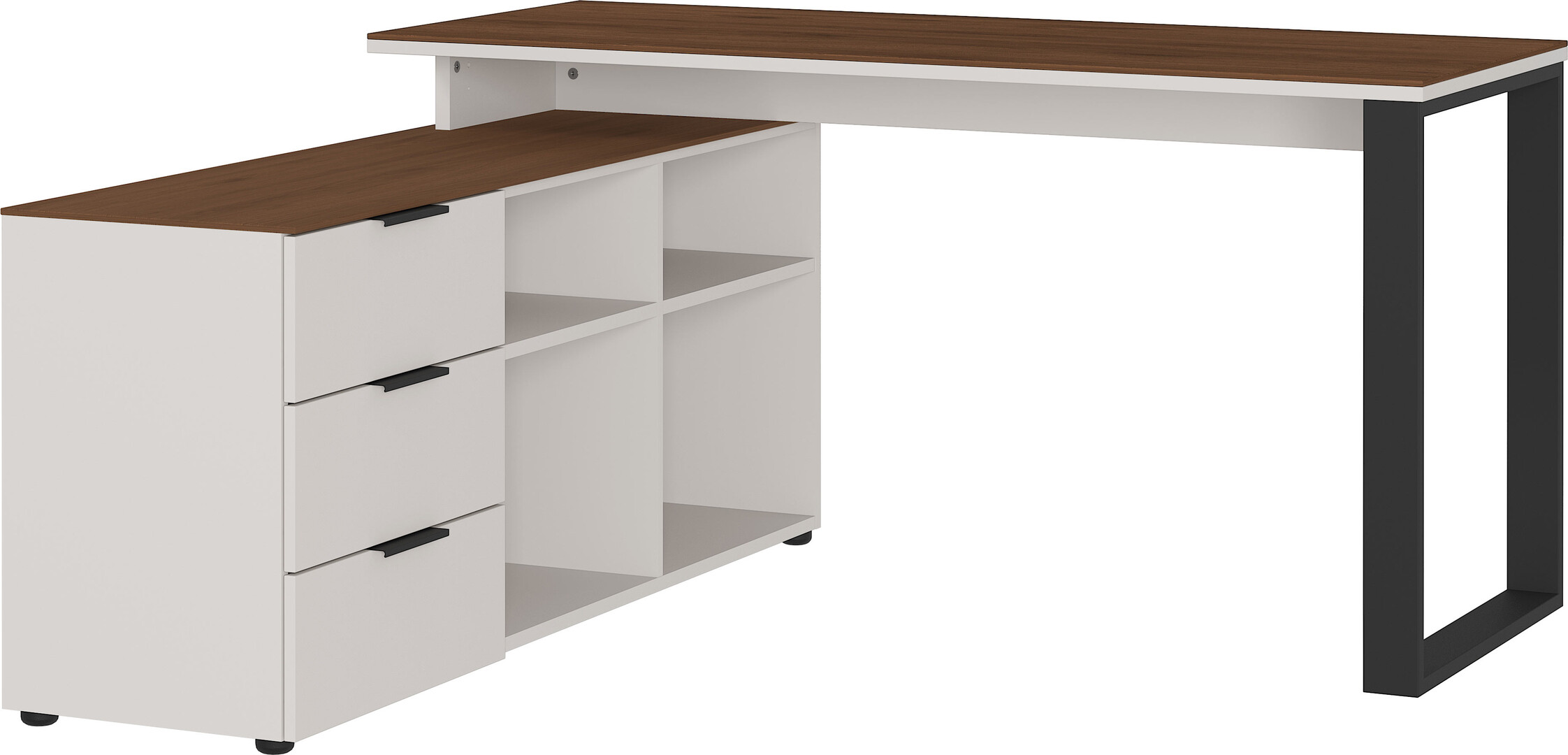 Bureau d'angle moderne noyer/gris Louana - Matelpro