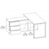 Bureau d'angle moderne noyer/gris Louana
