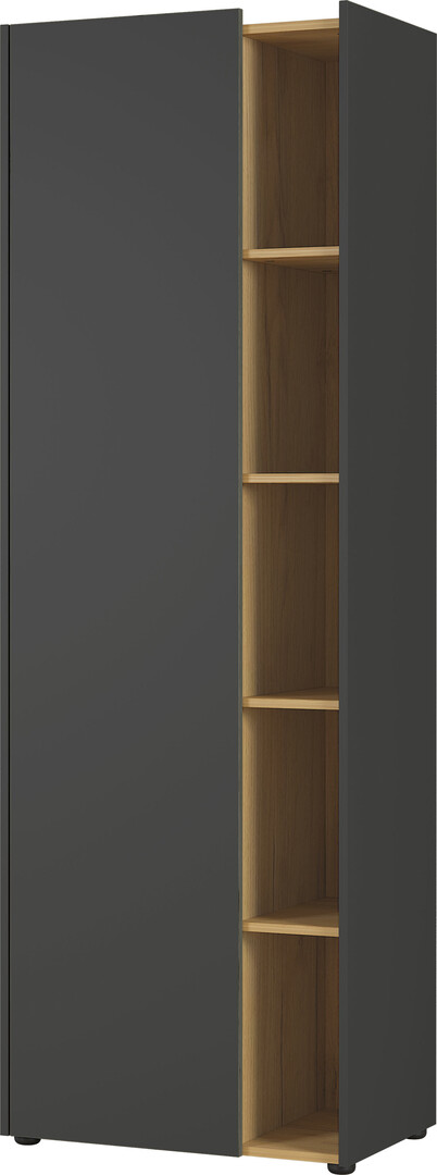 Armoire de bureau moderne hauteur 188 cm graphite/chêne Calvine