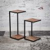Tables d'appoint industrielles en acacia massif Hambourg