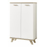 Armoire basse de bureau scandinave chêne/blanc Losana