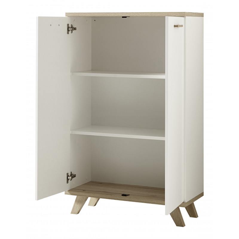 Armoire de Bureau Basse 2 Portes Blanc + Chêne Clair INEO - SIMMOB