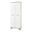 Armoire haute de bureau scandinave chêne/blanc Losana