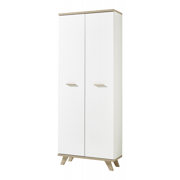 Armoire haute de bureau scandinave chêne/blanc Losana