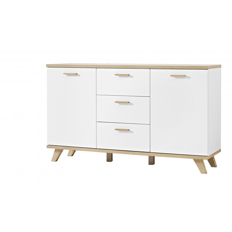 Buffet/bahut scandinave 144 cm chêne/blanc Losana