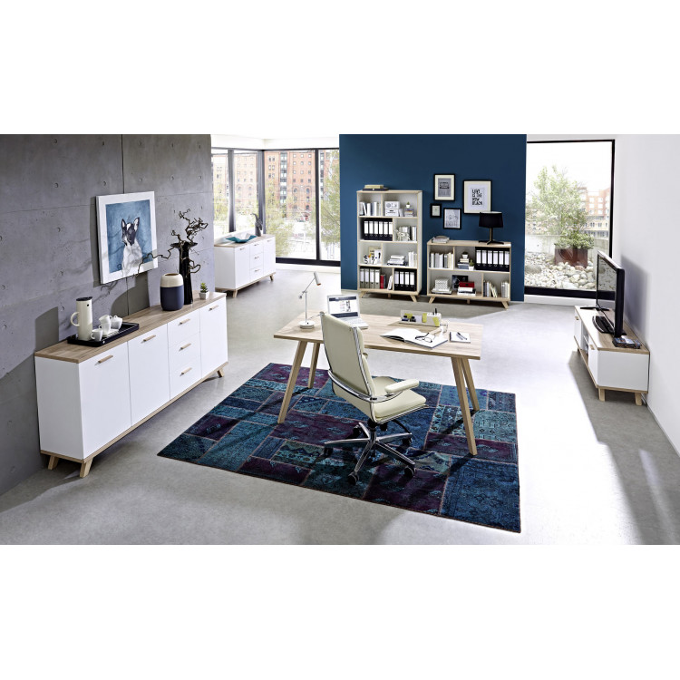 Buffet/bahut scandinave 192 cm chêne/blanc Losana | Matelpro