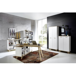 Ensemble de bureau scandinave chêne/blanc Losana