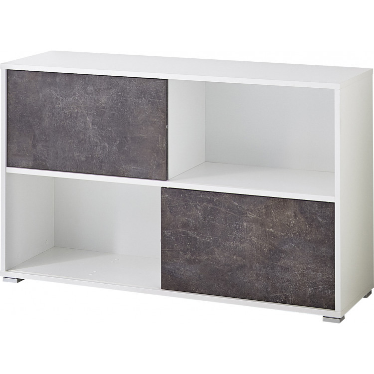 Armoire basse de bureau moderne blanc/basalte Mezzo