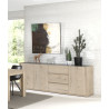 Buffet/bahut contemporain 220 cm chêne/gris marbré Enzo