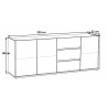 Buffet/bahut contemporain 220 cm chêne/gris marbré Enzo