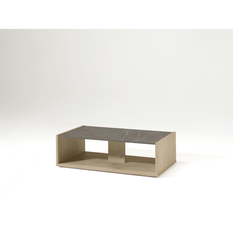 Table basse contemporaine chêne/gris marbré Enzo