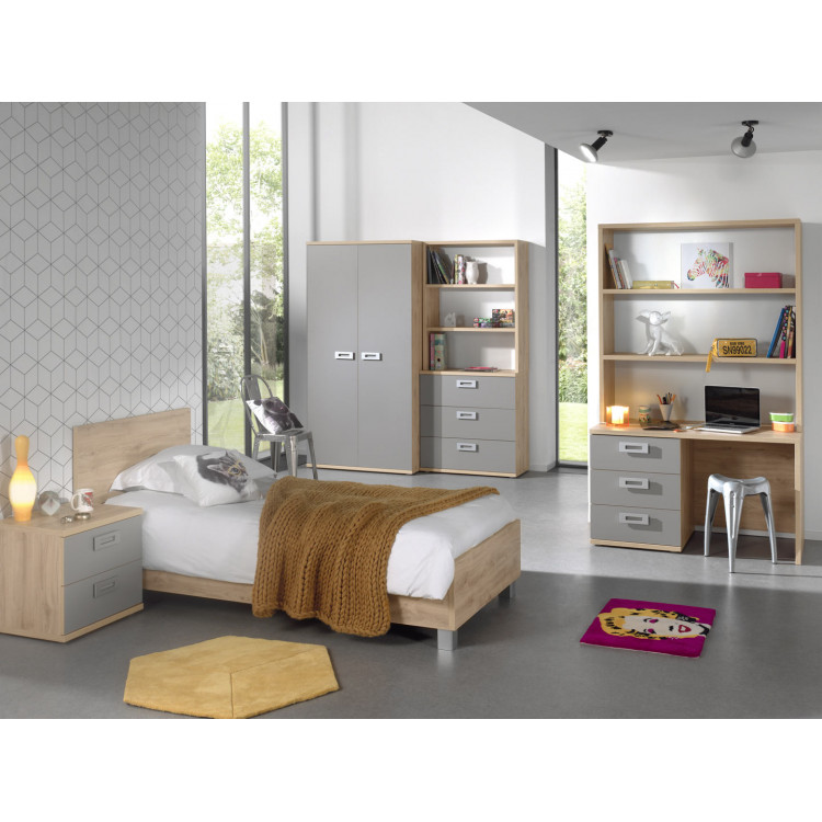 Chambre enfant contemporaine chêne/gris Julien