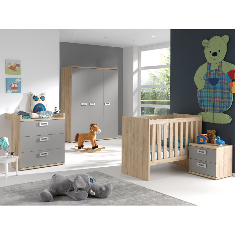 Chambre bébé contemporaine chêne/gris Julien