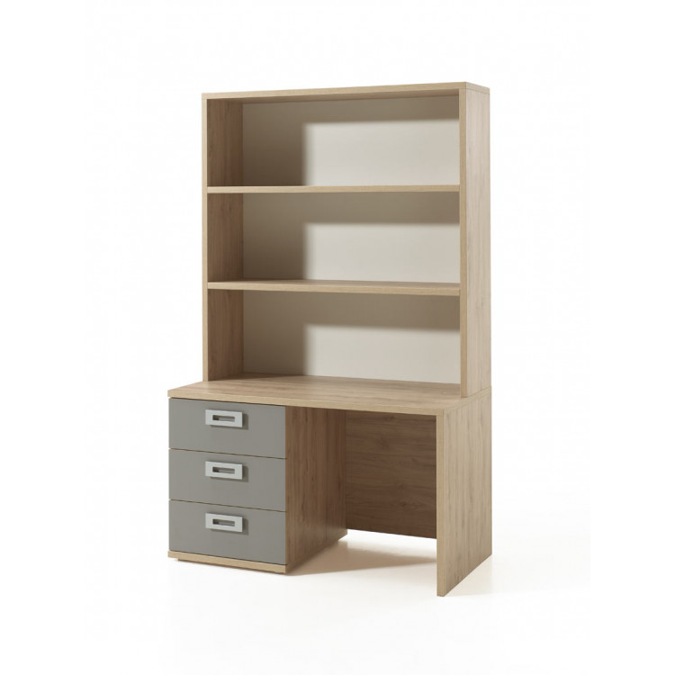 Bureau enfant avec rangement contemporain blanc/chêne Opale