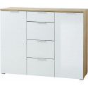 Buffet/bahut moderne 134 cm blanc/chêne Omaha