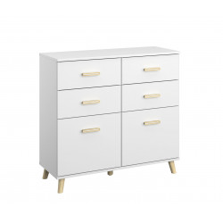 Commode scandinave 6 tiroirs blanche Annick