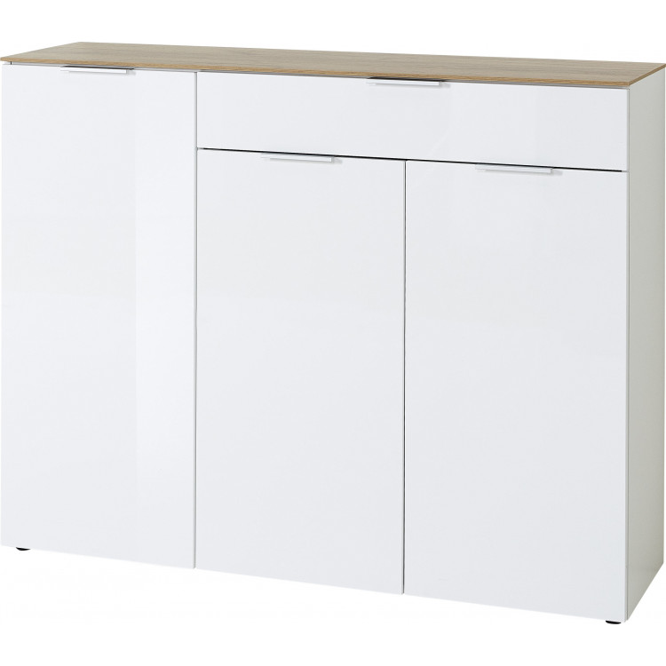Buffet/bahut contemporain 134 cm blanc/chêne Célina