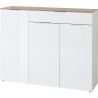 Buffet/bahut contemporain 134 cm blanc/chêne Célina
