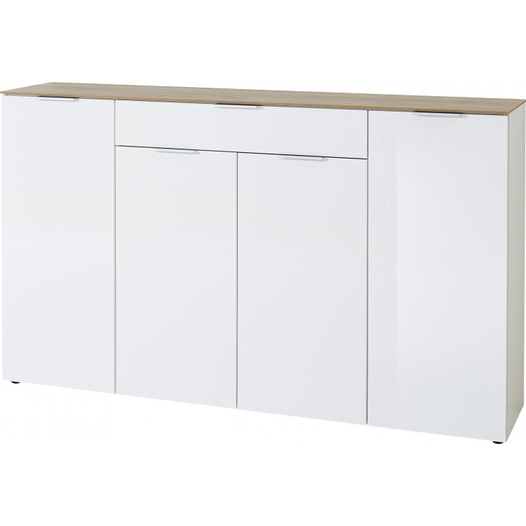 Buffet/bahut contemporain 179 cm blanc/chêne Célina