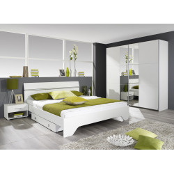 Chambre adulte contemporaine blanc/verre gris Bridget