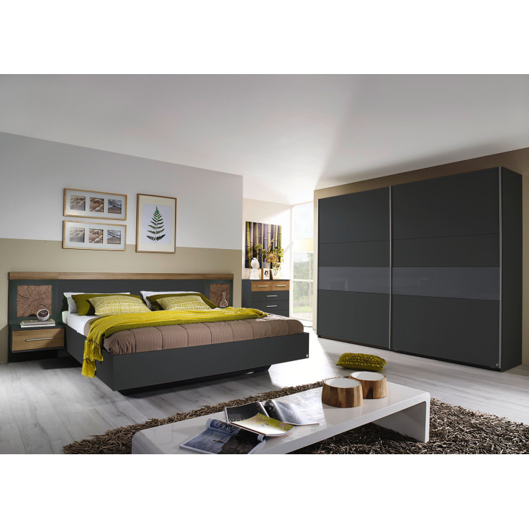 Chambre adulte contemporaine chêne/gris basalt Kristen