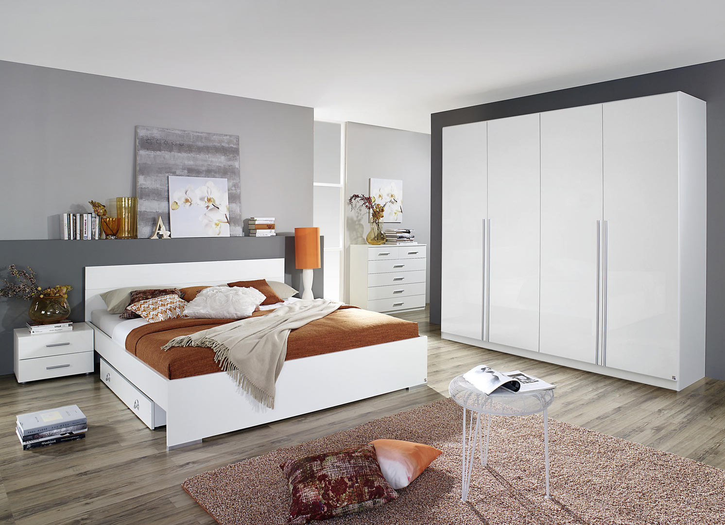 PEGANE Chambre Adulte en Panneaux de Particules Coloris Blanc