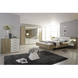 Chambre adulte moderne chêne/blanc Mirsa I