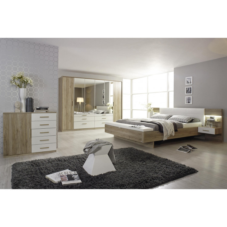 Chambre adulte moderne chêne/blanc Mirsa I