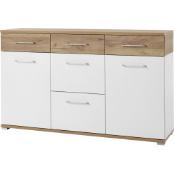Buffet/bahut contemporain 144 cm chêne/blanc Curtys
