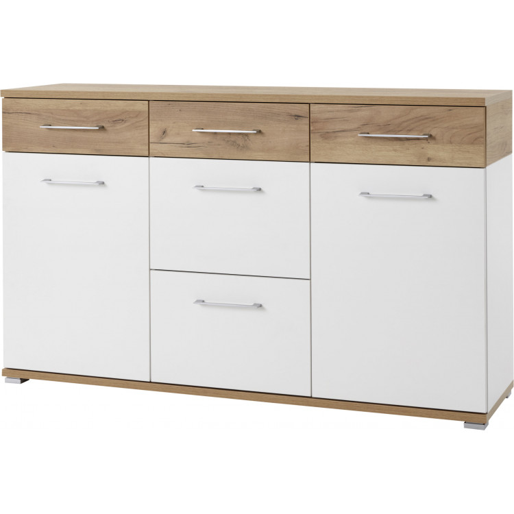 Buffet/bahut contemporain 144 cm chêne/blanc Curtys