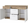 Buffet/bahut contemporain 144 cm chêne/blanc Curtys