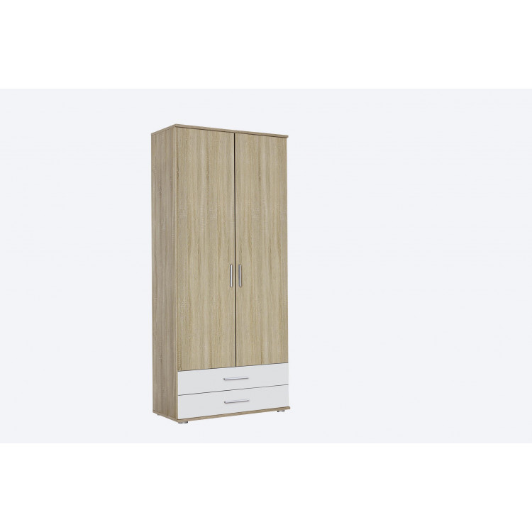 Armoire contemporaine 85 cm chêne/blanc Lazaro