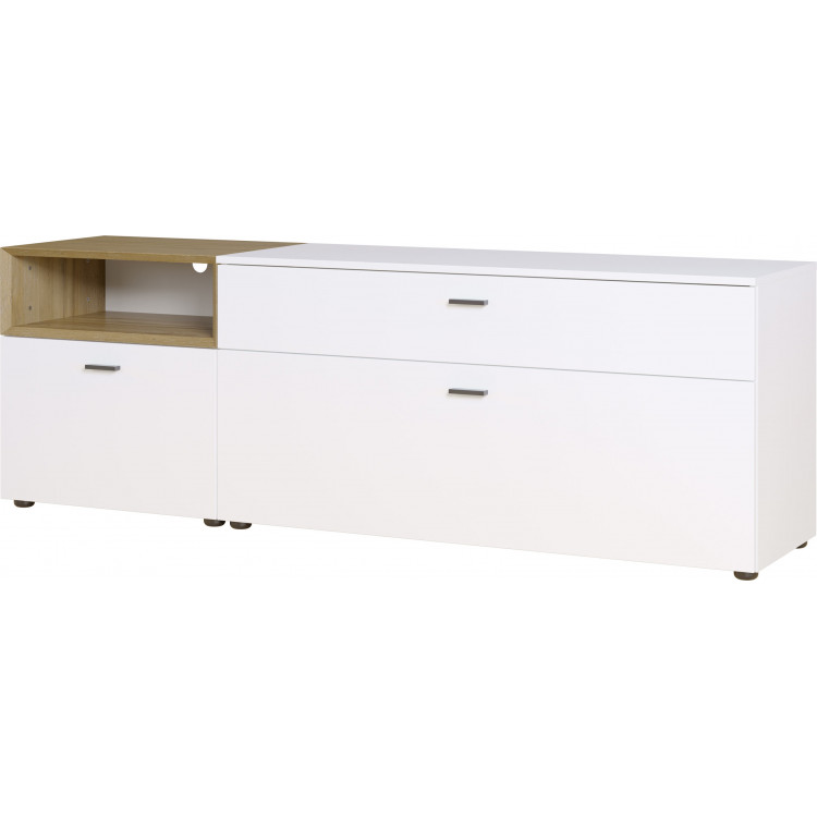 Meuble TV scandinave blanc/chêne Joshua