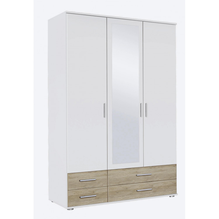 Armoire contemporaine 127 cm blanc/chêne Lazaro