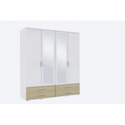 Armoire contemporaine 168 cm blanc/chêne Lazaro