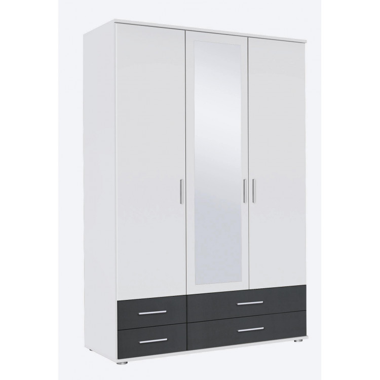 Armoire contemporaine 127 cm blanc/anthracite Lazaro