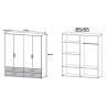 Armoire contemporaine 168 cm blanc/anthracite Lazaro