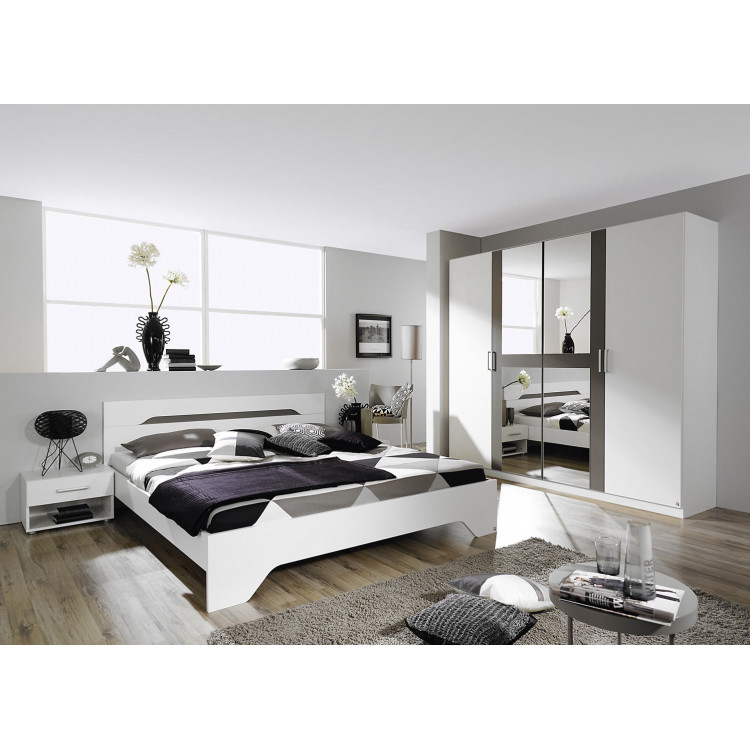 Chambre adulte contemoraine blanc/gris Rudie