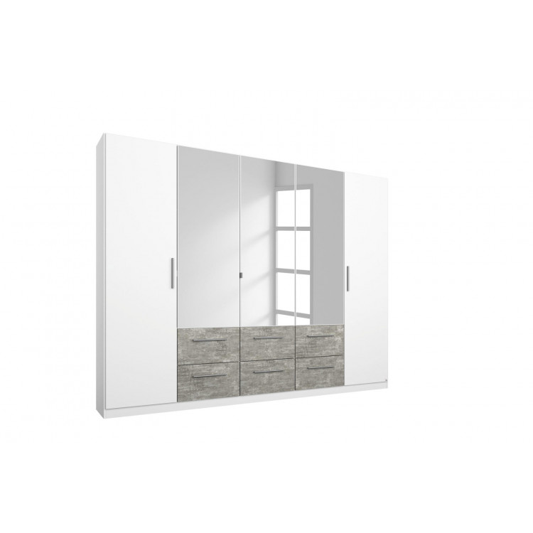 Armoire moderne 226 cm blanc/béton Carolina