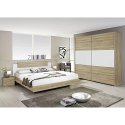 Chambre adulte contemporaine blanc/verre gris Bridget