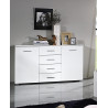 Commode contemporaine blanche 2 portes/4 tiroirs Florentine