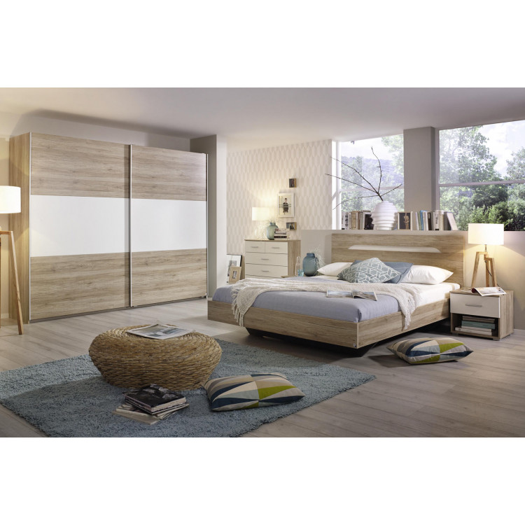Chambre adulte contemporaine chêne/blanc Natalia