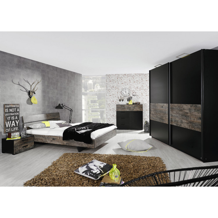 Chambre adulte contemporaine noir/marron Matra