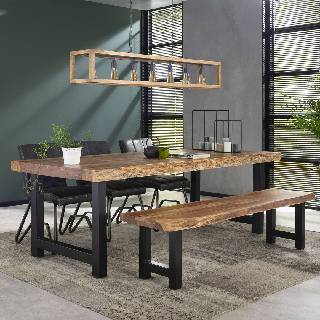 Table de salle à manger industrielle en bois massif Oliver IV