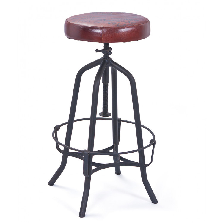 Tabouret de bar ajustable industriel noir/marron Carla