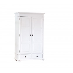 Armoire style campagne 116 cm en pin massif blanc Zana