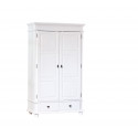 Armoire style campagne 116 cm en pin massif blanc Zana