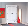 Armoire style campagne 116 cm en pin massif blanc Zana